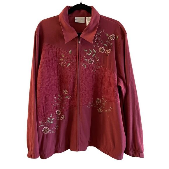 Alfred Dunner ~ pink embroidered zip front jacket ~ size 16 - Picture 1 of 8